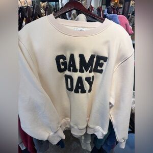 Panache Cream Sweatshirt with Black 'Game Day' Design